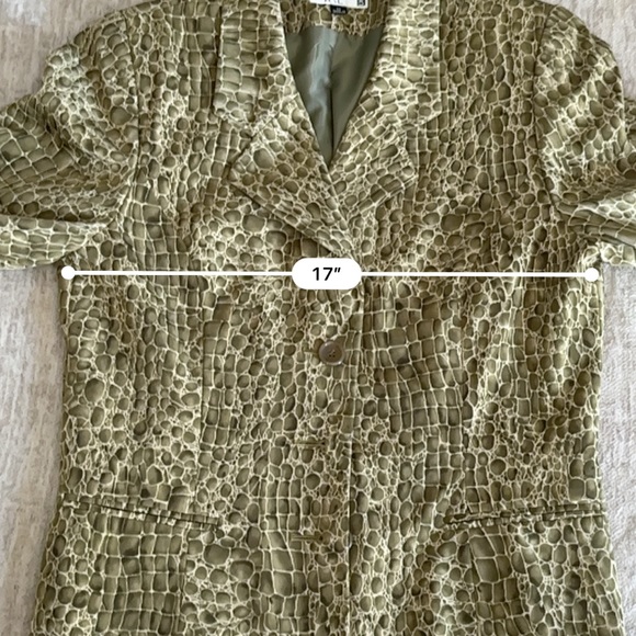 KASPER Women’s Two Piece Suit Jacket and Skirt Snake Skin Pattern Green Size 12 - Picture 12 of 15